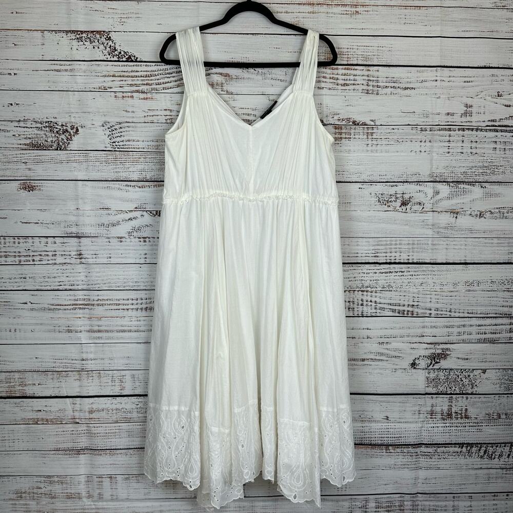 Lane Bryant White Sleeveless Midi Wedding Dress Boho Flowy Eyelet Womens Sz 20
